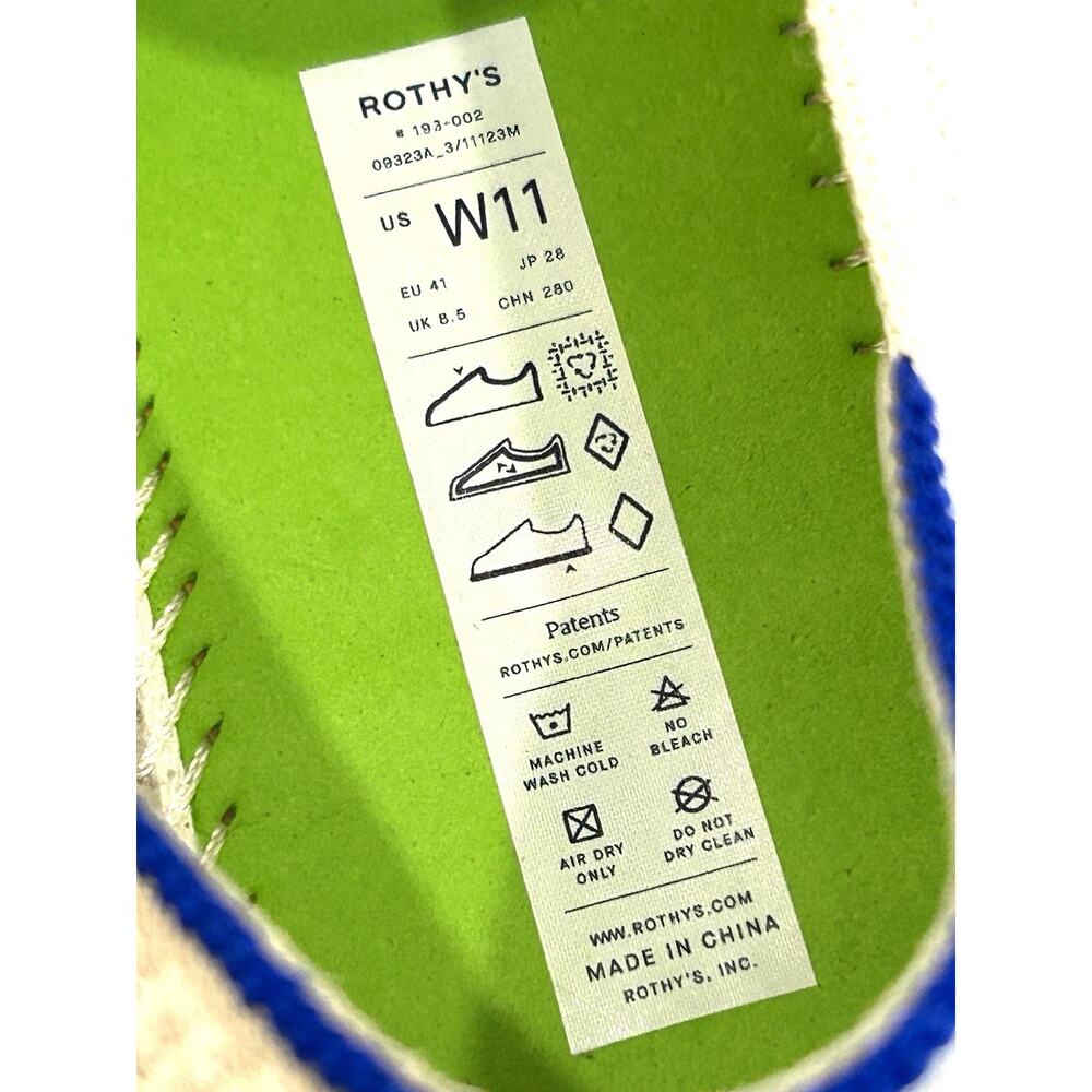 Rothys The Original Hemp Slip On Sneaker Womens Size 11 Ivory Coconut Stripe - Picture 6 of 7